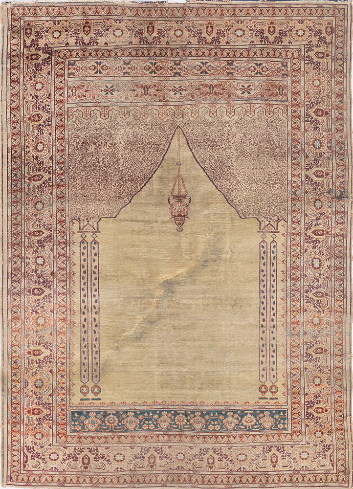 gulmarg green silk hand knotted Rug - HeadShot