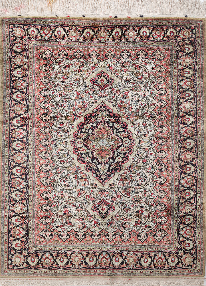 gulmarg blue silk hand knotted Rug - HeadShot