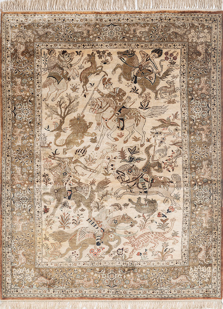 gulmarg green silk hand knotted Rug - HeadShot