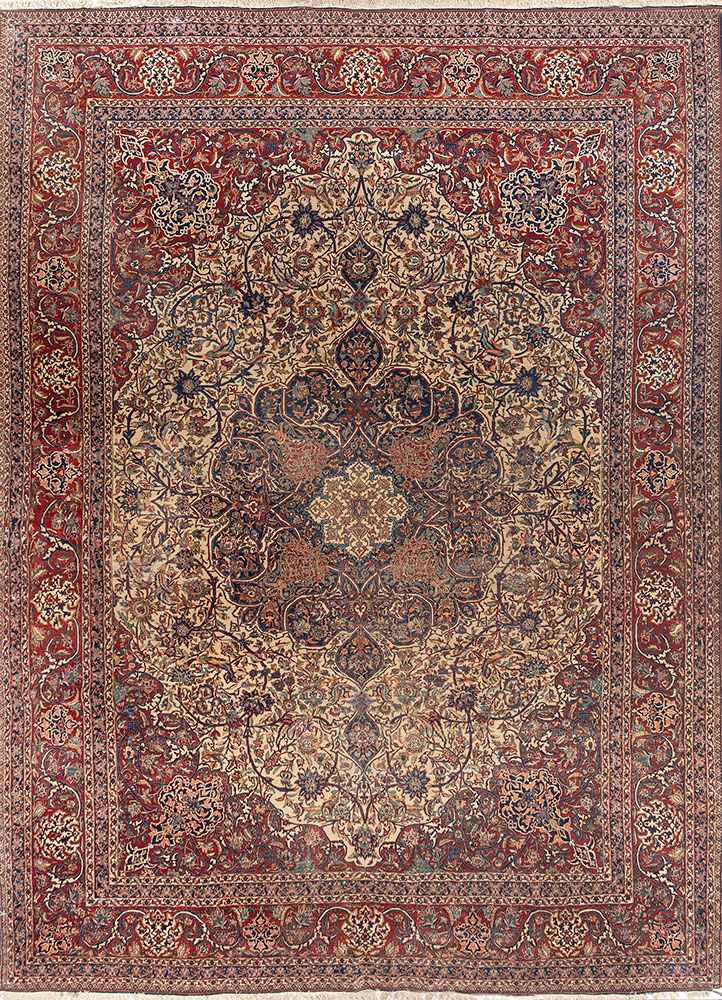 aalam blue wool hand knotted Rug - HeadShot