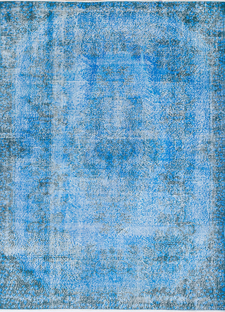 lacuna blue wool hand knotted Rug - HeadShot