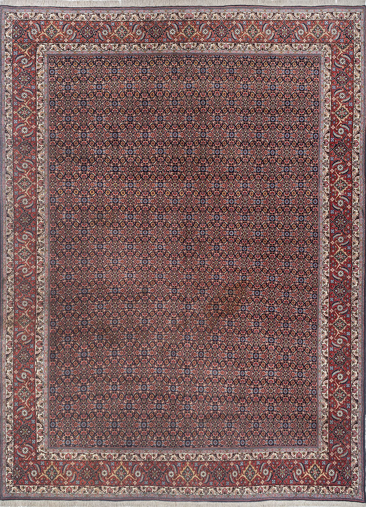 aalam blue wool hand knotted Rug - HeadShot