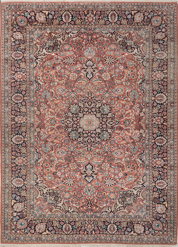 gulmarg blue silk hand knotted Rug - HeadShot