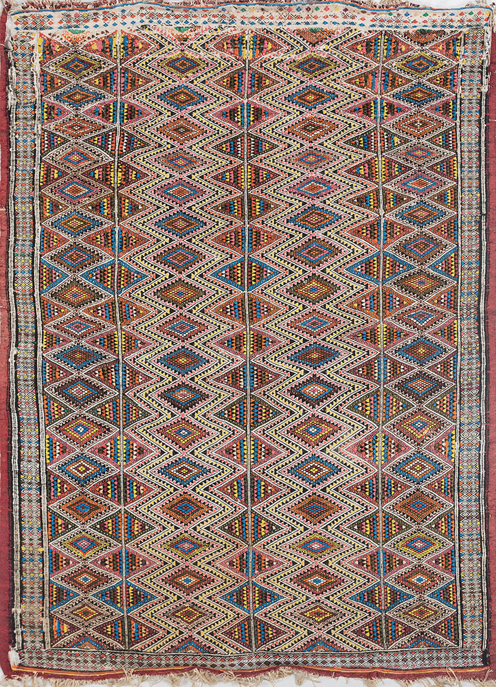 nayaab pink and purple wool flat weaves Rug - HeadShot