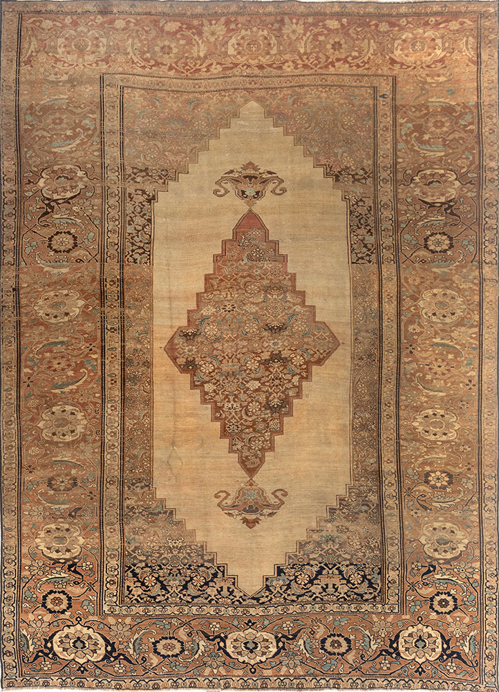 aalam blue wool hand knotted Rug - HeadShot