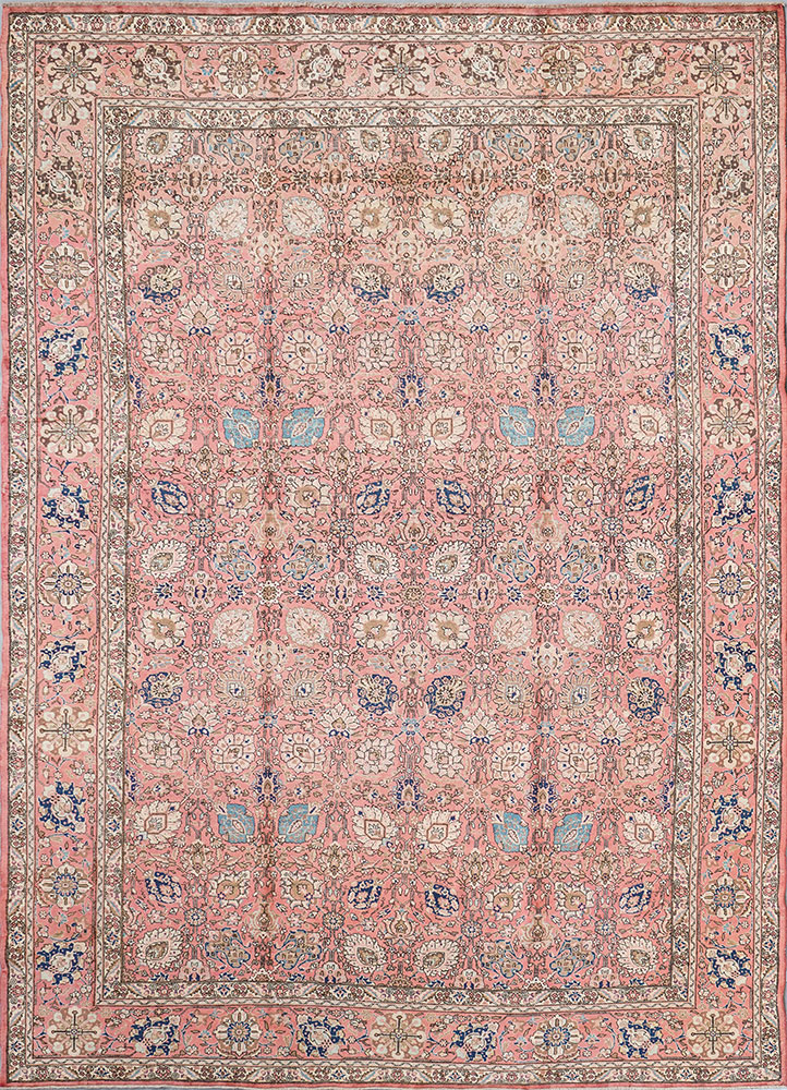 aalam red and orange wool hand knotted Rug - HeadShot