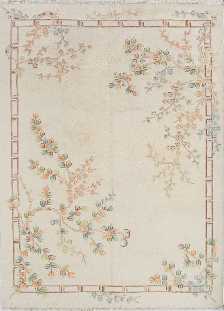 pechino ivory wool hand knotted Rug - HeadShot