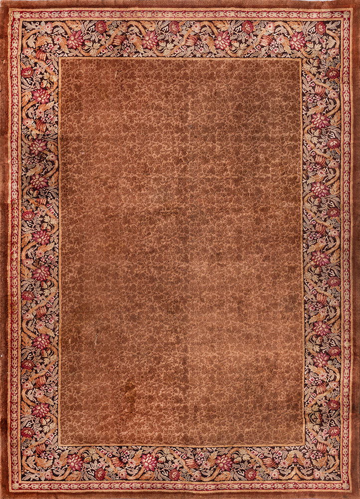 aalam beige and brown wool hand knotted Rug - HeadShot