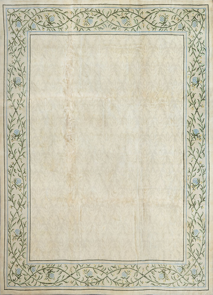 aalam green wool hand knotted Rug - HeadShot