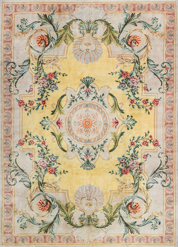 aalam gold wool hand knotted Rug - HeadShot