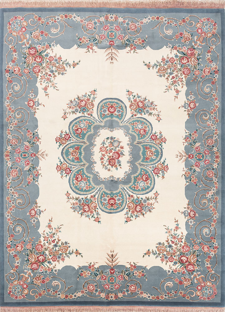 aalam ivory wool hand knotted Rug - HeadShot