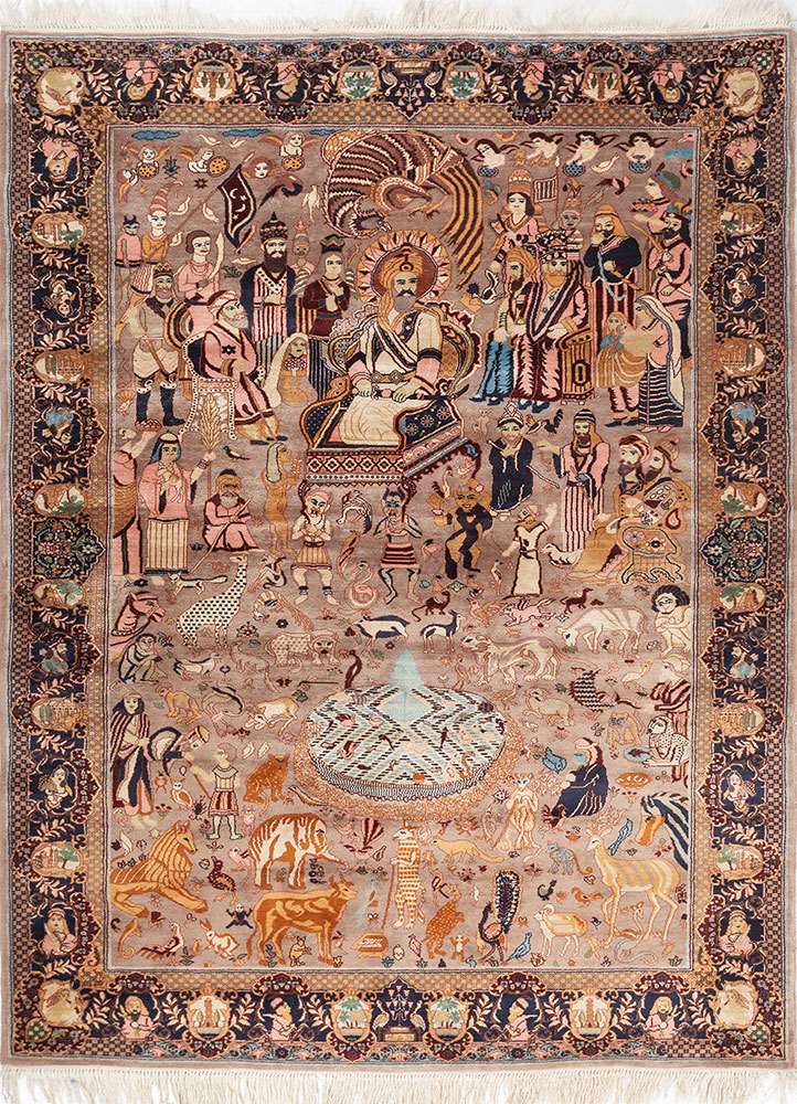 aalam red and orange wool hand knotted Rug - HeadShot