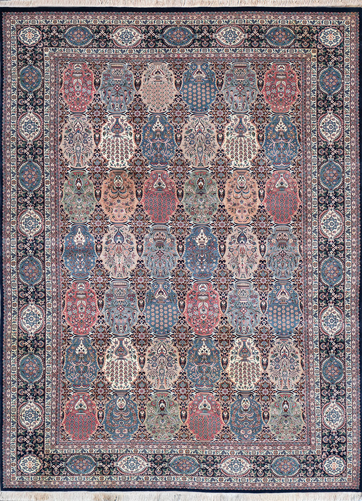aalam green wool hand knotted Rug - HeadShot