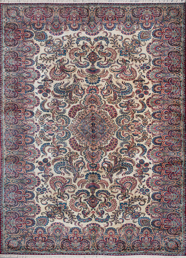 aalam red and orange wool hand knotted Rug - HeadShot
