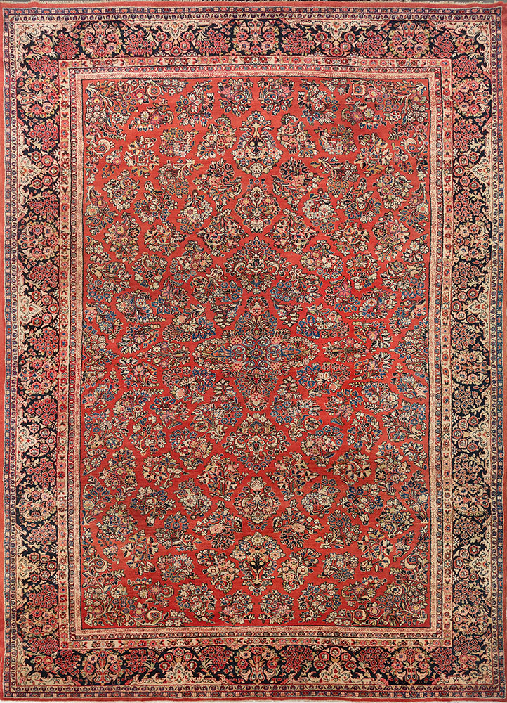 aalam blue wool hand knotted Rug - HeadShot