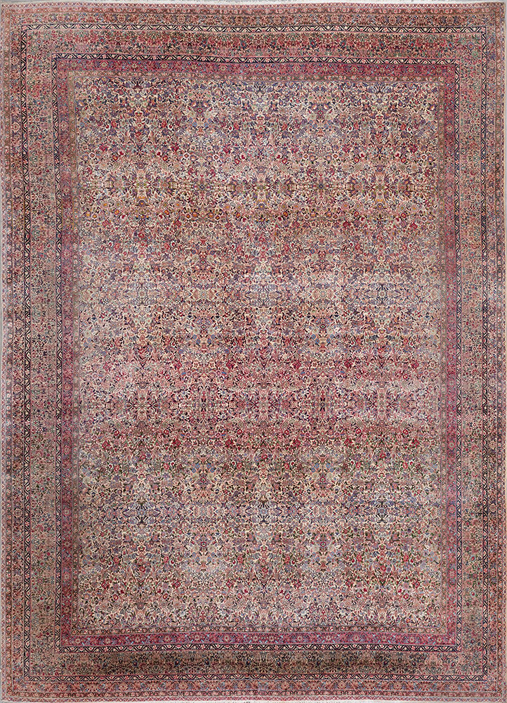 aalam red and orange wool hand knotted Rug - HeadShot