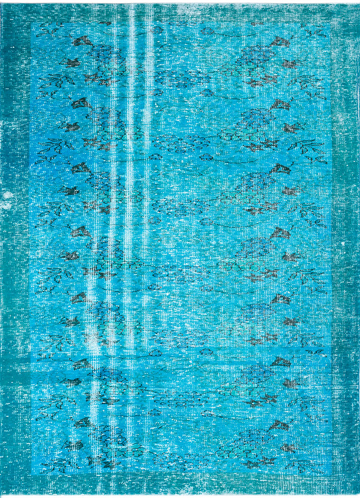 lacuna blue wool hand knotted Rug - HeadShot
