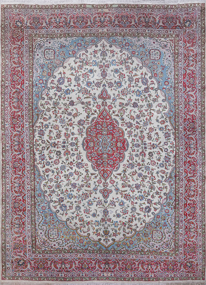 aalam pink and purple wool hand knotted Rug - HeadShot