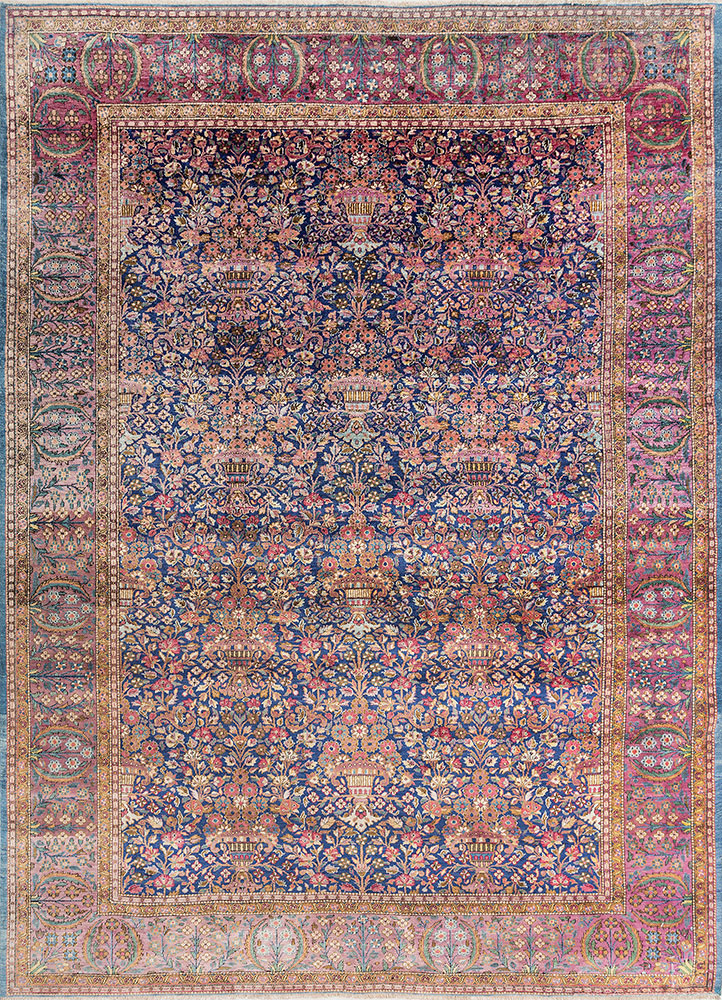 gulmarg blue silk hand knotted Rug - HeadShot