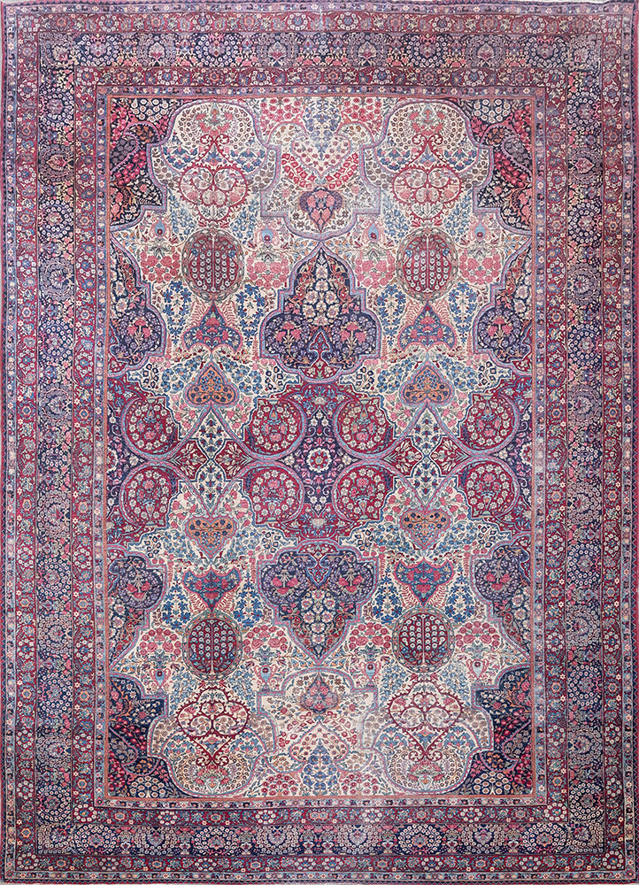aalam blue wool hand knotted Rug - HeadShot