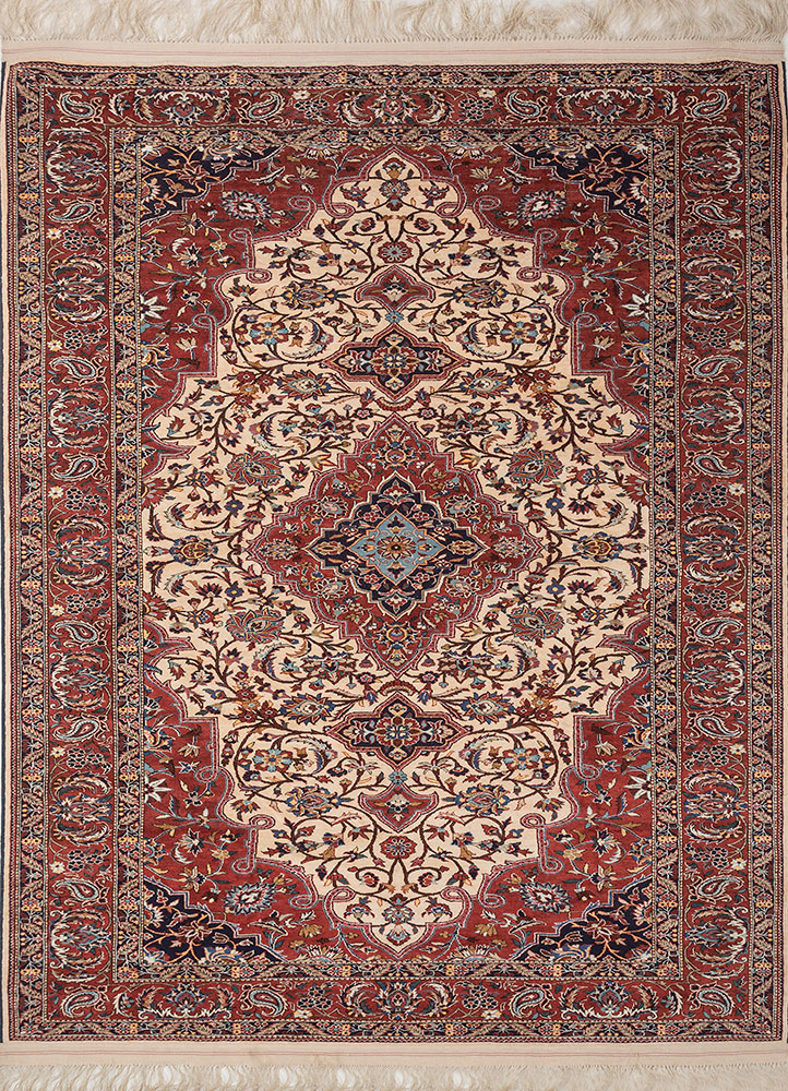 aalam blue wool hand knotted Rug - HeadShot