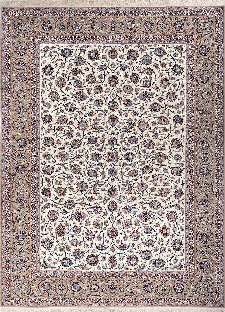 aalam blue wool and silk hand knotted Rug - HeadShot