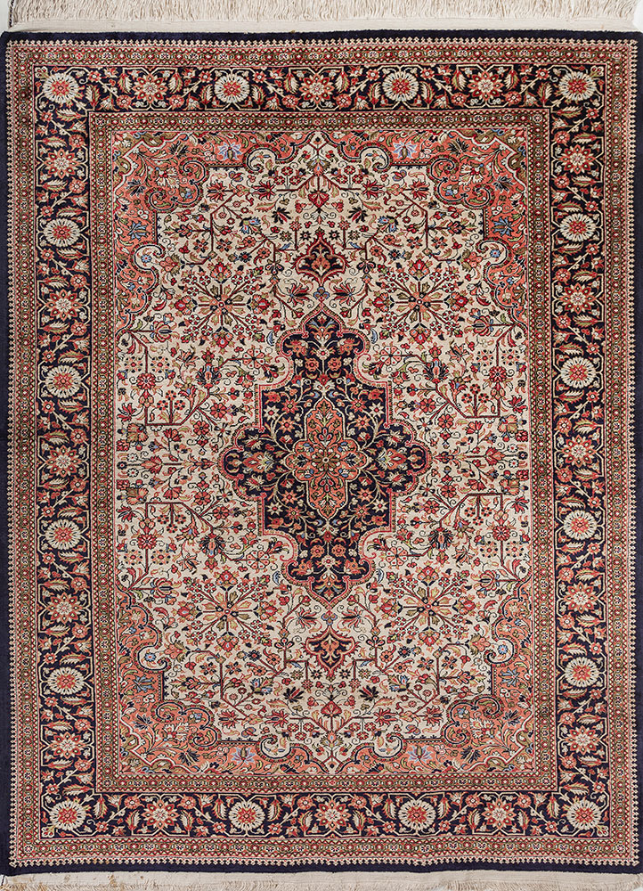gulmarg blue silk hand knotted Rug - HeadShot