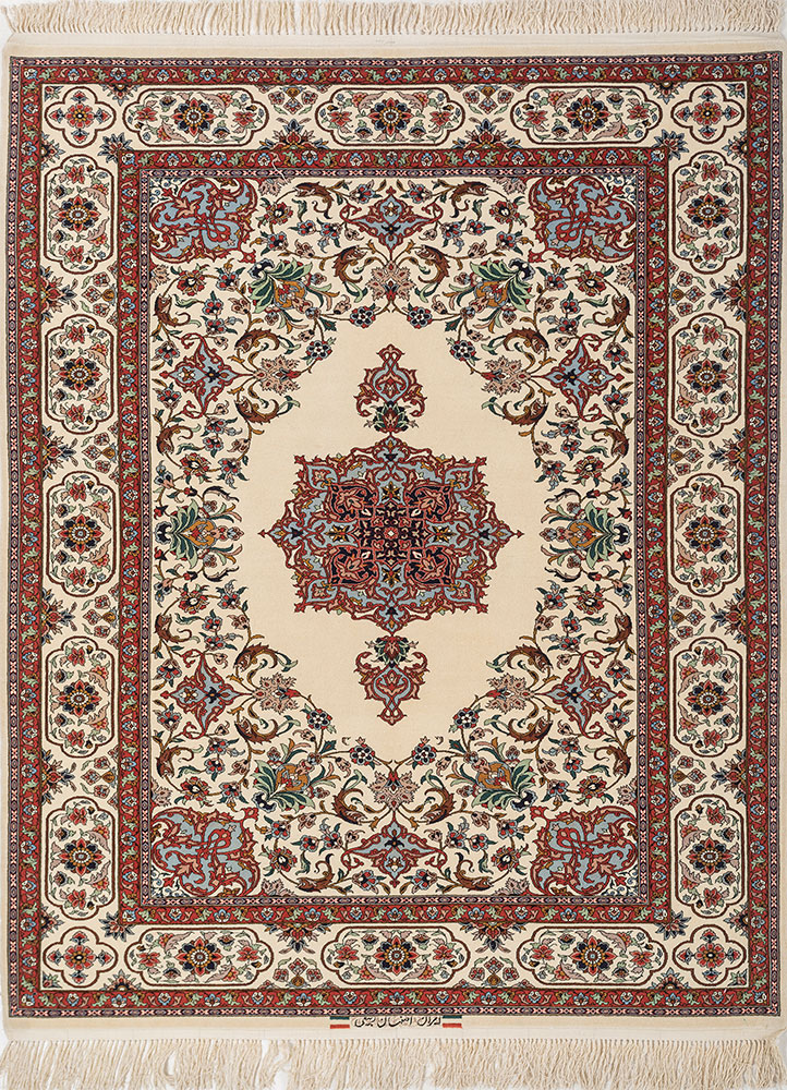 aalam red and orange wool hand knotted Rug - HeadShot