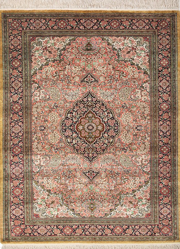 gulmarg green silk hand knotted Rug - HeadShot