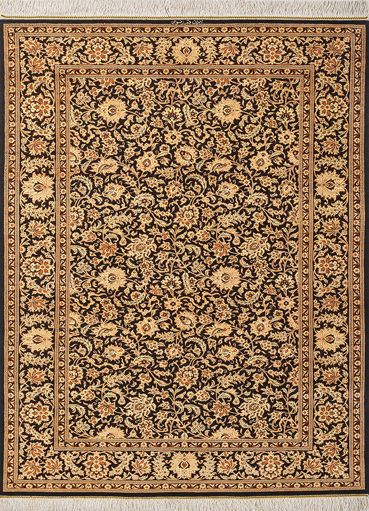 gulmarg red and orange silk hand knotted Rug - HeadShot
