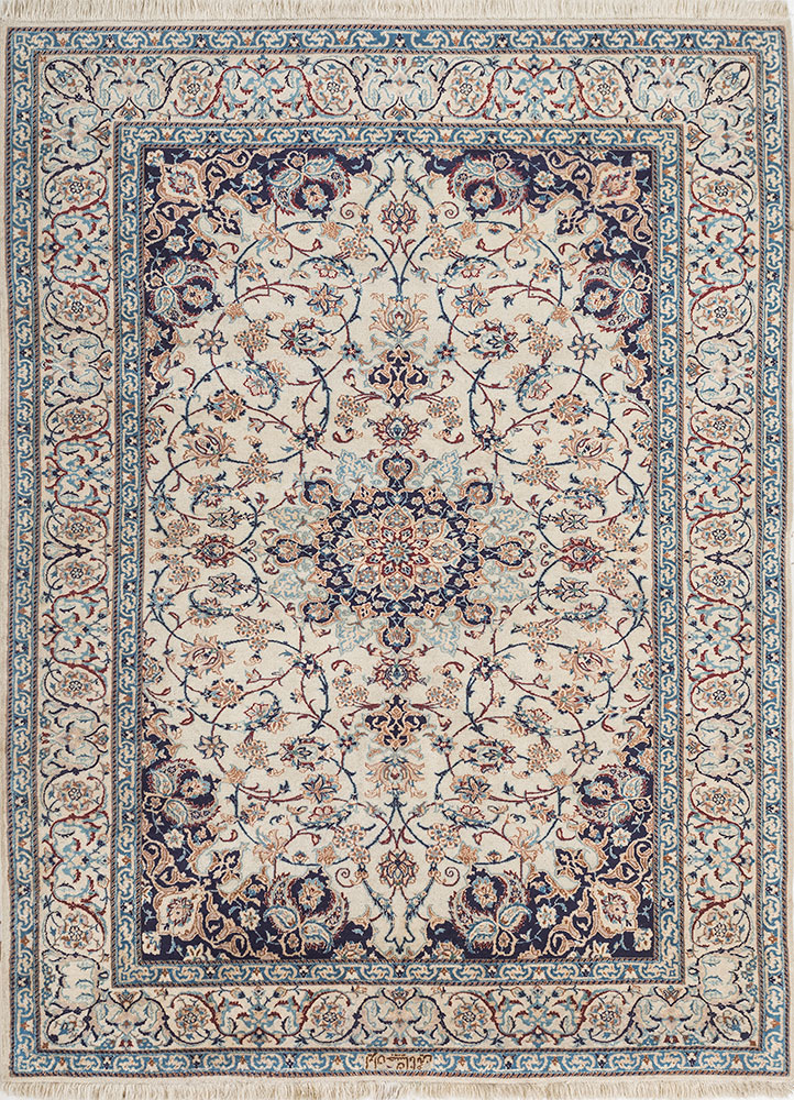 gulmarg blue wool and silk hand knotted Rug - HeadShot