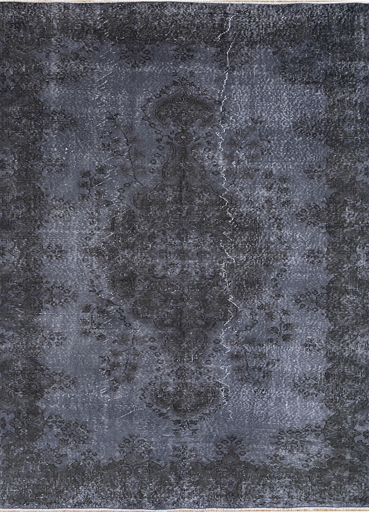 lacuna grey and black wool hand knotted Rug - HeadShot