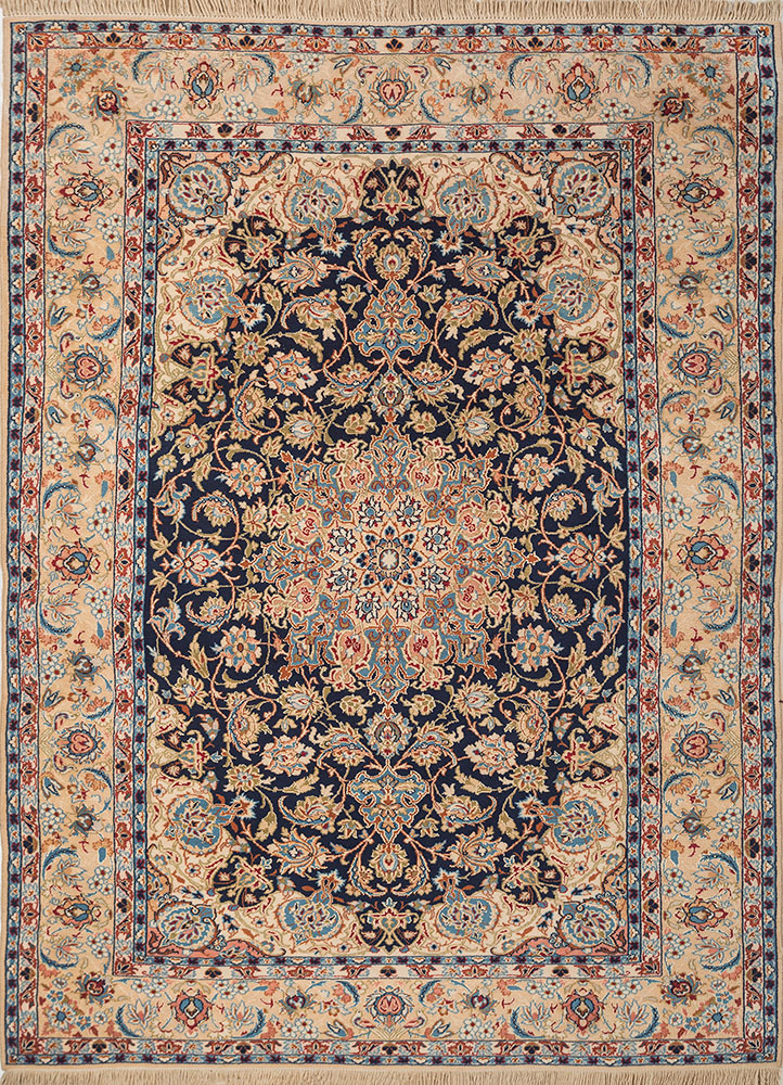 aalam red and orange wool hand knotted Rug - HeadShot