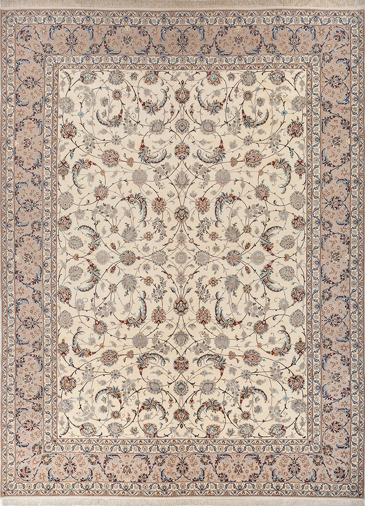 aalam red and orange wool and silk hand knotted Rug - HeadShot
