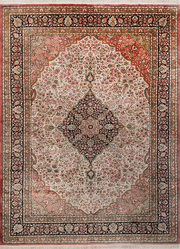 gulmarg green silk hand knotted Rug - HeadShot