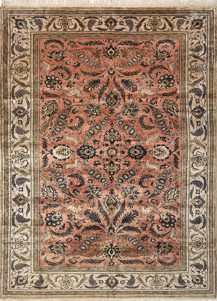 gulmarg green silk hand knotted Rug - HeadShot