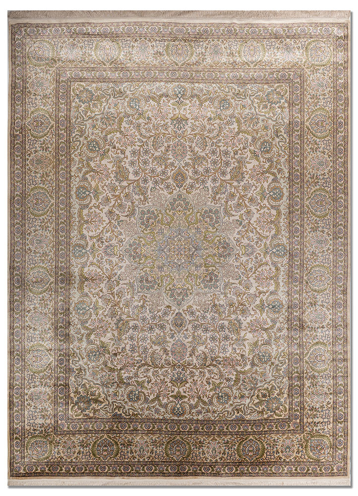 gulmarg green silk hand knotted Rug - HeadShot
