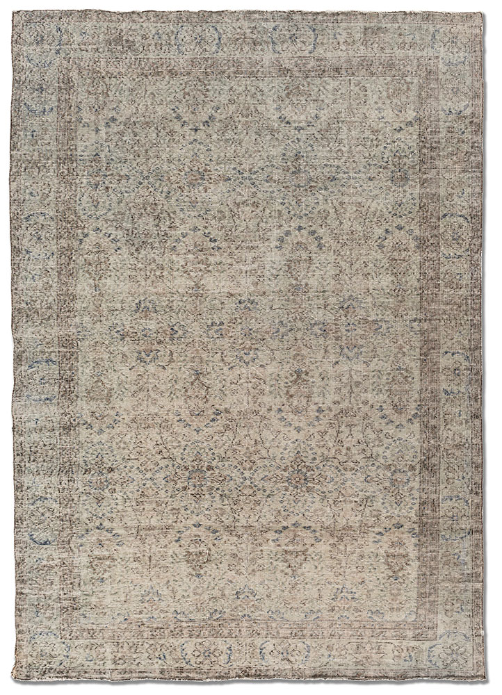 vintage blue wool hand knotted Rug - HeadShot