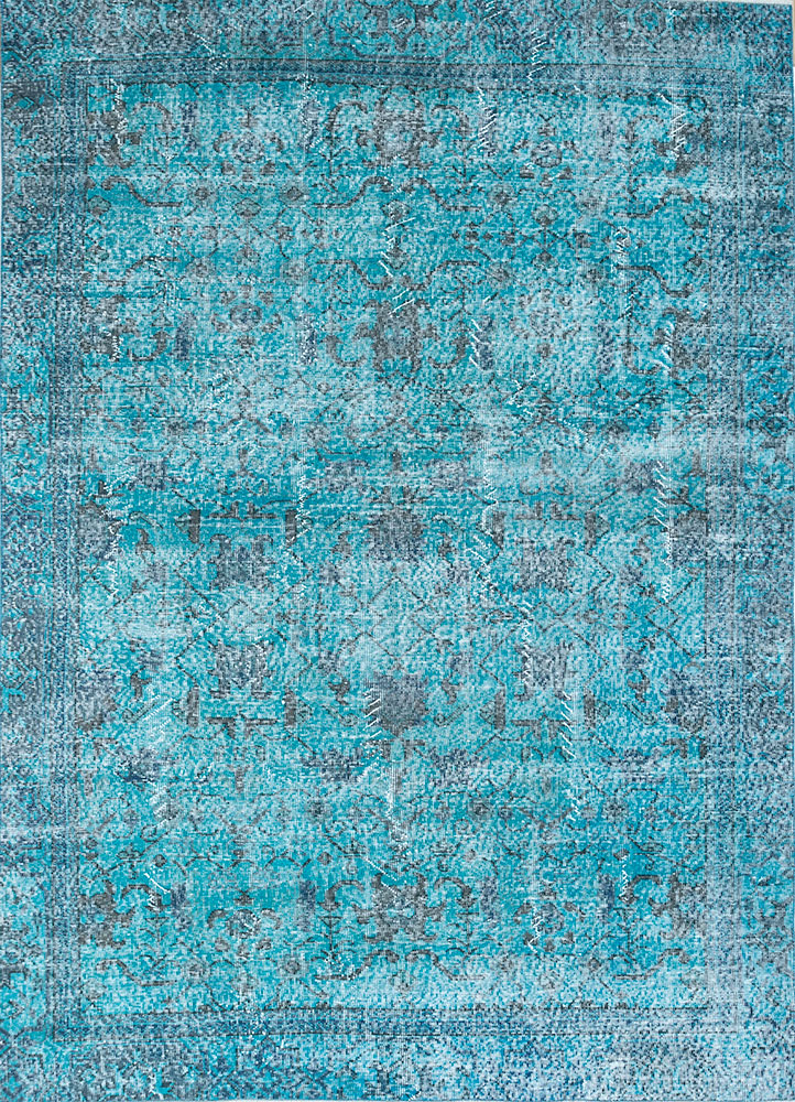 lacuna blue wool hand knotted Rug - HeadShot