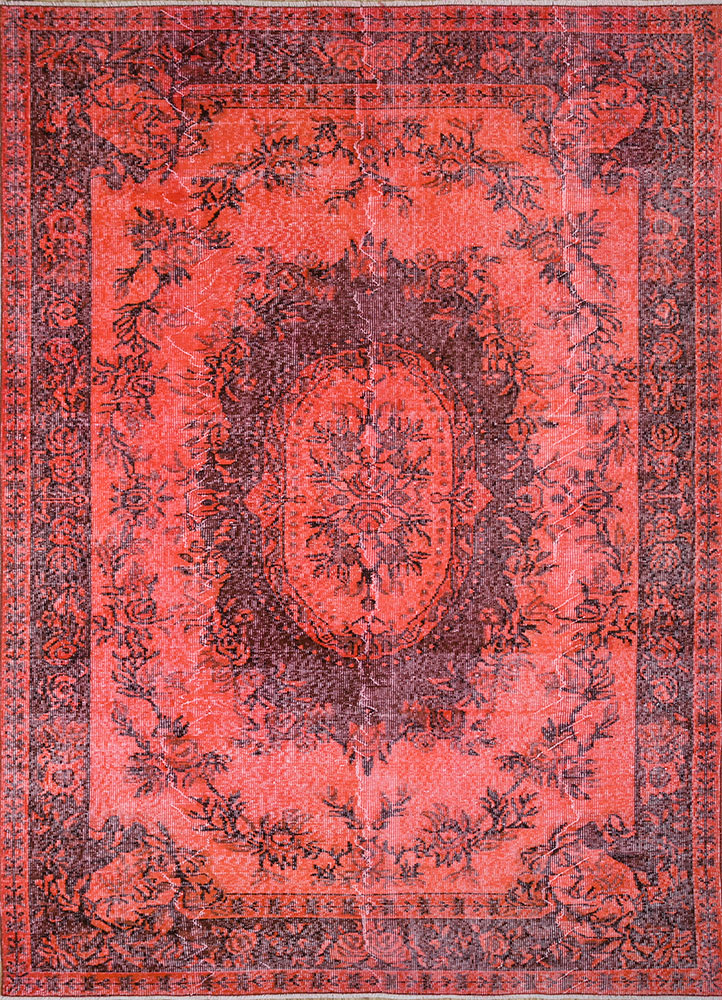 lacuna red and orange wool hand knotted Rug - HeadShot