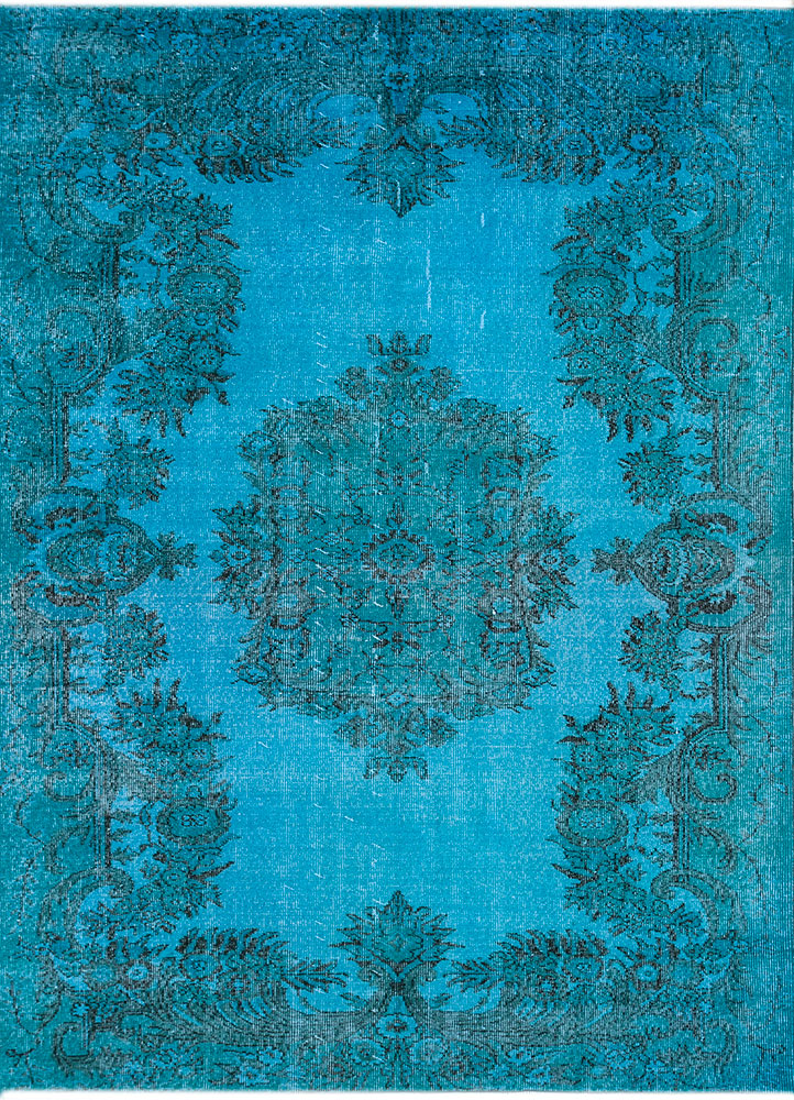 lacuna blue wool hand knotted Rug - HeadShot