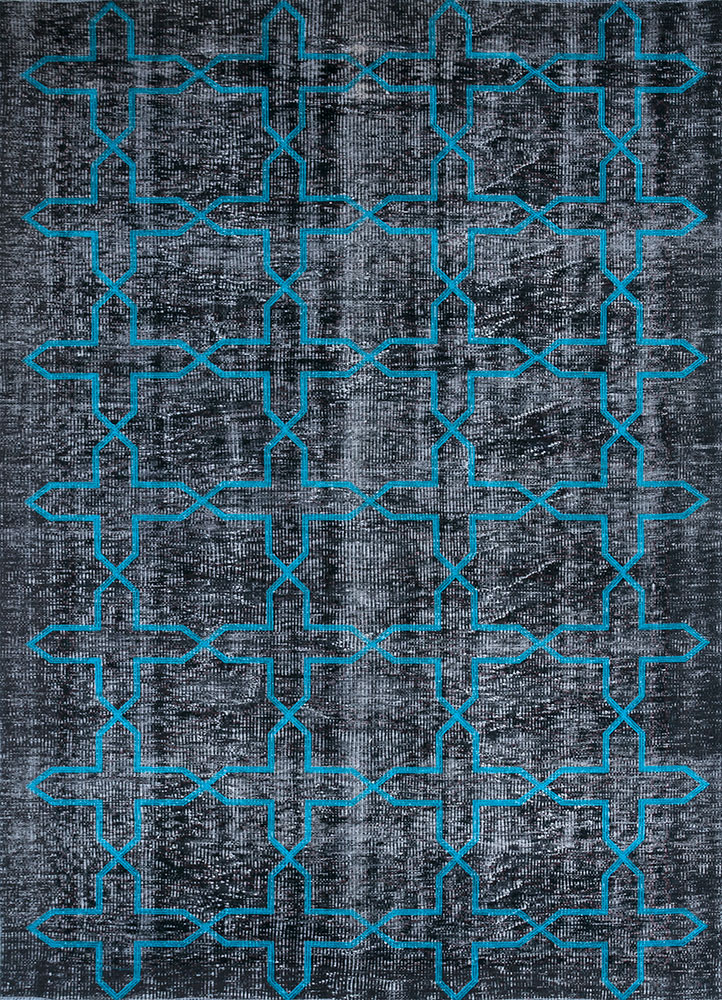 lacuna grey and black wool hand knotted Rug - HeadShot
