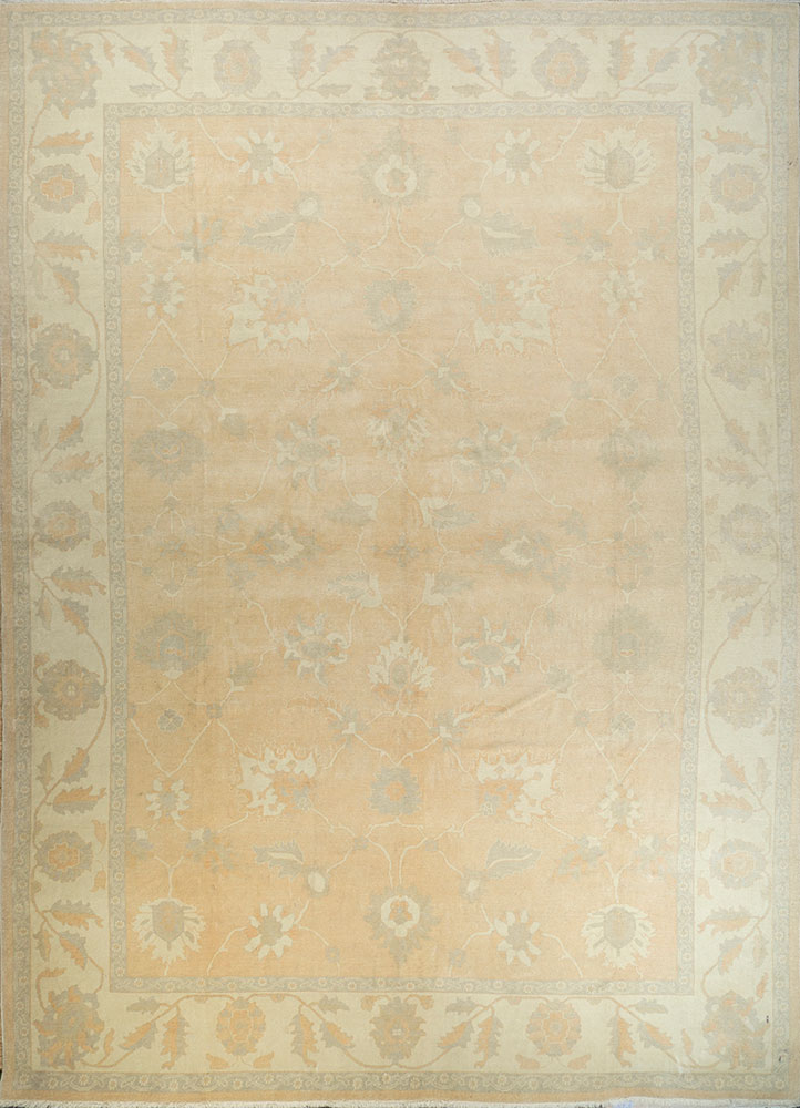 aalam red and orange wool hand knotted Rug - HeadShot