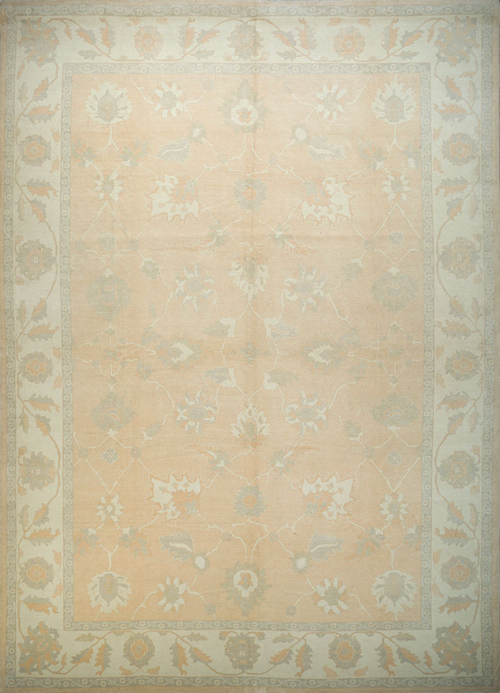 aalam red and orange wool hand knotted Rug - HeadShot