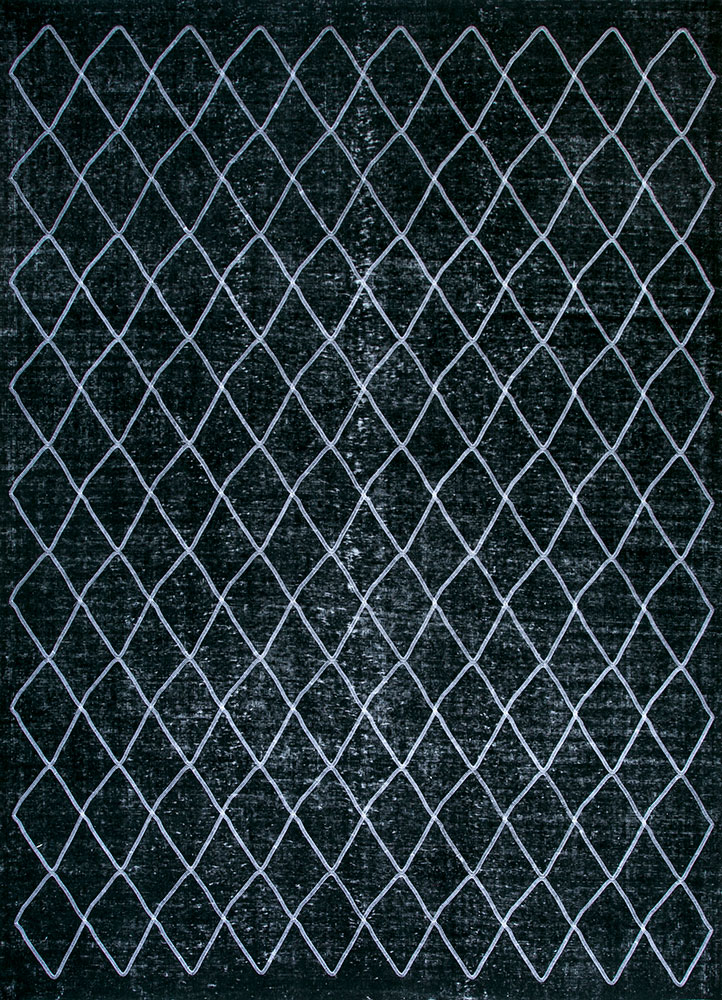 lacuna grey and black wool hand knotted Rug - HeadShot