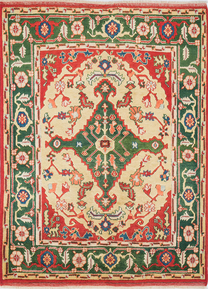 nuray red and orange wool hand knotted Rug - HeadShot