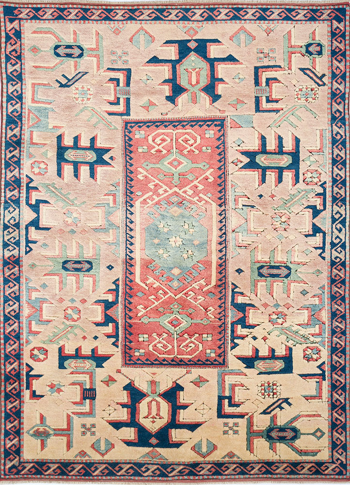 nuray beige and brown wool hand knotted Rug - HeadShot