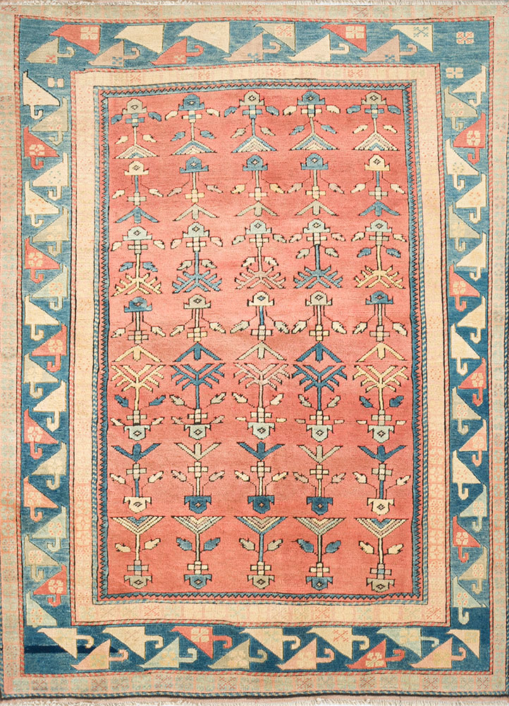 nuray red and orange wool hand knotted Rug - HeadShot