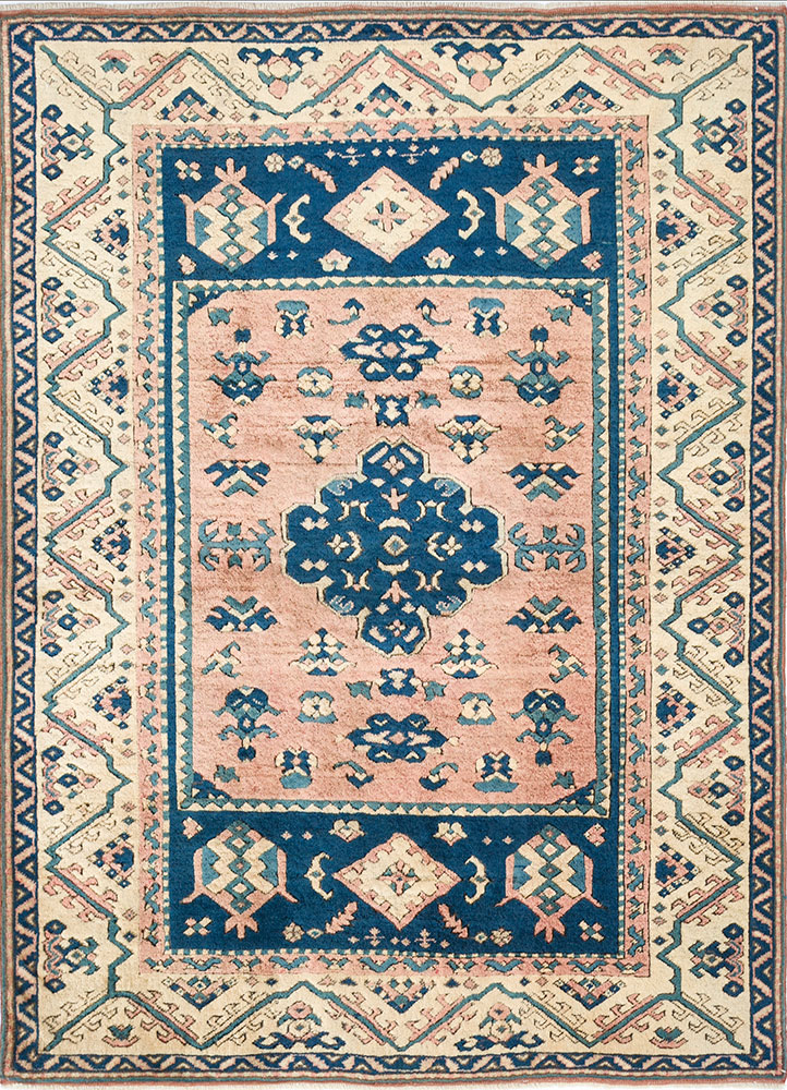 nuray red and orange wool hand knotted Rug - HeadShot