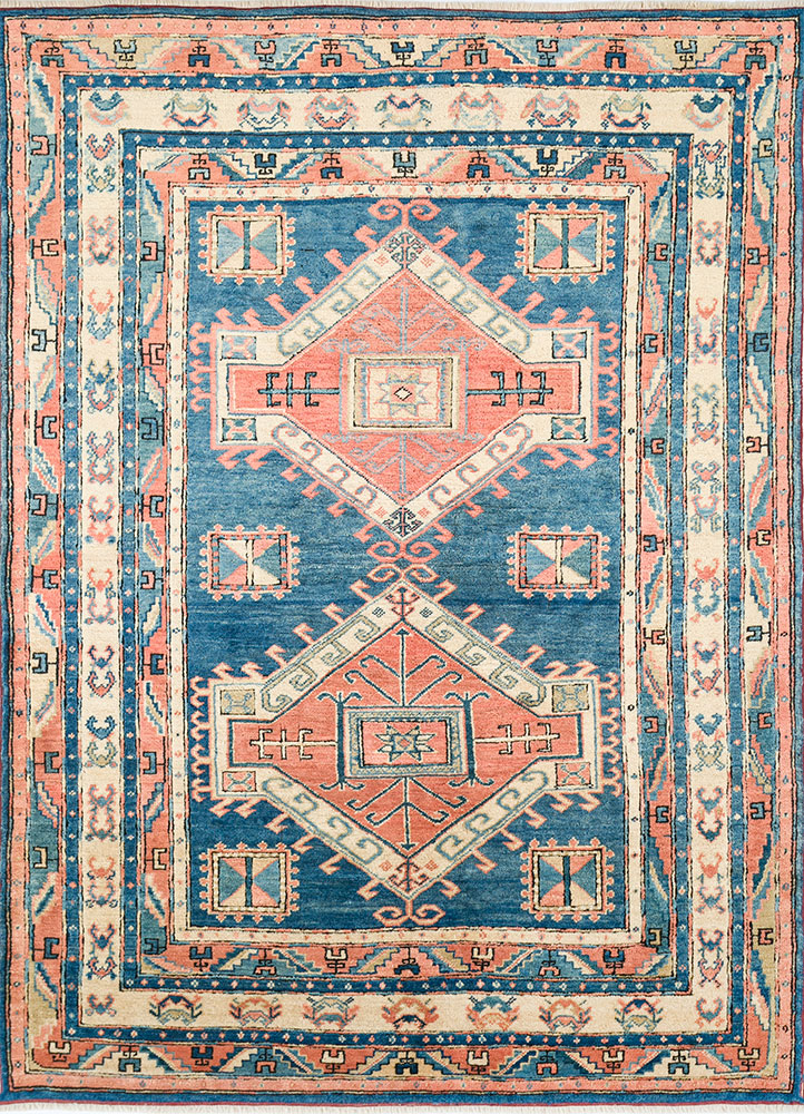nuray blue wool hand knotted Rug - HeadShot